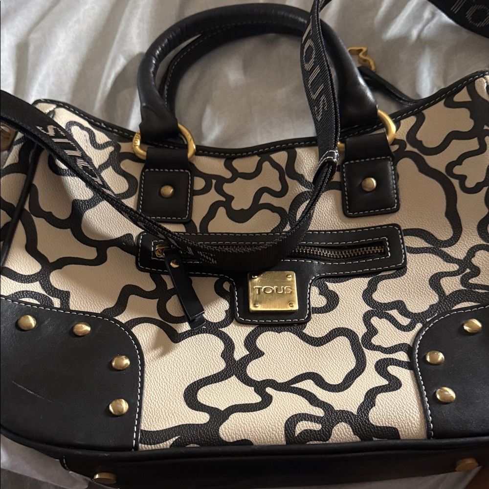 Tous Black and Cream Shoulder Bag